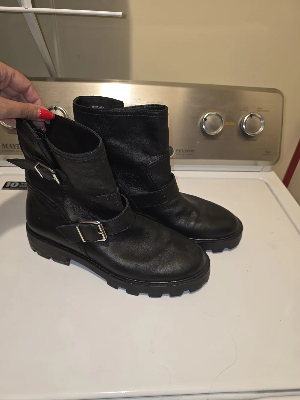 Banana Republic Black Leather Buckle Ankle Booties